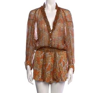 Poupette St Barth Silk Printed Short Romper Jumpsuit size XS